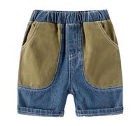 LOIJMK Petit enfant cinq minutes Chinois Pantalon Bébé Arc Short Splicing-Shorts Homme, bleu, 4-5 ans