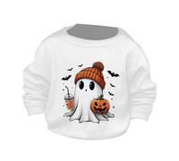 LOIJMK Pull à col rond mignon et imprimé pour Halloween - Pour filles - Vêtement sweat-shirt, Blanc., 3-4 ans