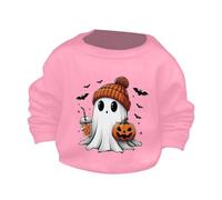 LOIJMK Pull à col rond mignon et imprimé pour Halloween - Pour filles - Vêtement sweat-shirt, Rose, 3-4 ans