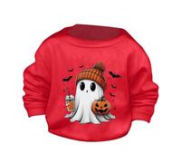 LOIJMK Pull à col rond mignon et imprimé pour Halloween - Pour filles - Vêtement sweat-shirt, rouge, 2-3 ans