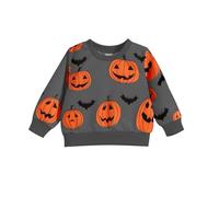 LOIJMK Pull à manches longues pour fille - Imprimé Halloween - Pour fille, gris, 3-4 ans