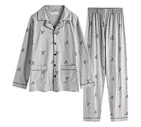 LOIJMK Pyjama en coton pour homme à manches longues en coton fin plaid grande taille décontracté portable vêtements de maison costume peignoir homme Forex, Z2-X, L