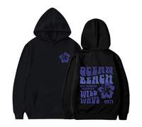 LOIJMK QEEAN Beach Wild 1971 Imprimé Sweat à capuche/Pull ample d'hiver pour fille Sweat-shirt à paillettes, Noir , 3-4 ans