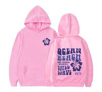 LOIJMK QEEAN Beach Wild 1971 Imprimé Sweat à capuche/Pull ample d'hiver pour fille Sweat-shirt à paillettes, Rose, 13-14 ans