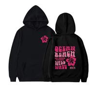 LOIJMK QEEAN Beach Wild 1971 - Pull à capuche imprimé - Pull d'hiver ample pour fille et fille, Noir , 5-6 ans