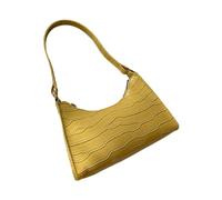 LOIJMK Sac à main tendance en PU uni - Sac à main compact avec fermeture éclair - Pour femme - Pantalon cargo sans poches, jaune, Taille unique