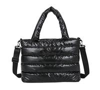 LOIJMK Sac à provisions pour femme, sac à main, rembourrage léger en duvet de coton d'hiver, sac à bandoulière avec rembourrage en duvet pour homme, pantalon cargo sans poches, Noir , Taille unique