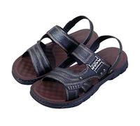 LOIJMK Sandales de plage pour homme à bout ouvert et semelle plate décontractées confortables antidérapantes chaussures de snowboard hommes 47, Noir , 42 EU