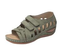 LOIJMK Sandales pour femmes - Tongs compensées - Boucle miroir - Chaussures pour femmes - Chaussures pour femmes - Escarpins Taille 34, vert, 39 EU