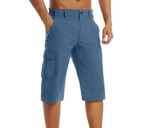 LOIJMK Short de randonnée et de marche 3/4 léger pour homme - Pantacourt fin pour le travail et l'escalade pour l'extérieur avec short - Sous-vêtements fonctionnels pour homme, BU1, L
