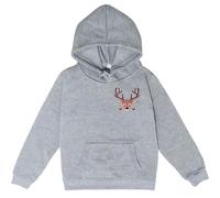 LOIJMK Sweat à capuche imprimé cerf de Noël Commerce étrangère automne et hiver loisirs ample enfant sweat à capuche grenouillère nouveau-né fille, gris, 8-9 ans