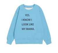 LOIJMK Sweat-shirts graphiques mignons pour filles décontracté à manches longues et col ras du cou Pulls imprimés drôles de lettres Hauts 1 à 11 ans Sweat-shirt Fille Rouge, bleu ciel, 1-2 ans