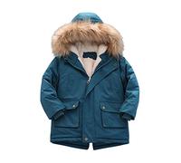 LOIJMK Veste matelassée doublée en polaire épaisse pour garçons - Manteaux d'hiver à capuche imperméables Par-ka - Vestes d'extérieur pour tout-petits garçons, bleu, 6-7 ans