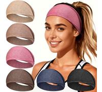 Loiluliy Bandeau Cheveux Femme&Homme, 6Pcs Elastique Cheveux - Headband Larges, Douces et Anti-Dérapantes Serre tête Homme Accessoires pour Sports, Tennis, Maquillage, Yoga et Quotidienne (Rose)