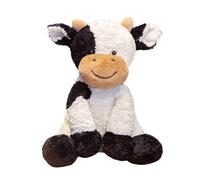 Loimol Peluche en forme de vache noire et blanche - Coussin en peluche douce - Jouet pour bébé - Cadeau pour enfants garçons et filles - 25 cm