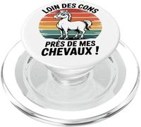 Loin des Cons Près De Mes Chevaux Humour Cheval Cadeau Rétro PopSockets PopGrip pour MagSafe