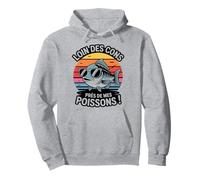 Loin Des Cons Près De Mes Poissons Humour Pêche Vintage Sweat à Capuche