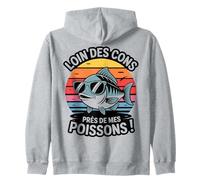 Loin Des Cons Près De Mes Poissons Humour Pêche Vintage Sweat à Capuche