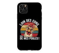 Loin des Cons Près De Mes Poules Humour Vintage Coque pour iPhone 11 Pro Max