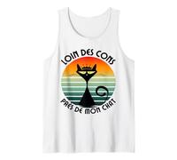 Loin des Cons Près De Mon Chat Humour Chats Cadeau Vintage Débardeur