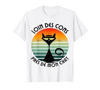 Loin des Cons Près De Mon Chat Humour Chats Cadeau Vintage T-Shirt