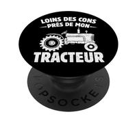 Loin des Cons Près De Mon Tracteur Humour Agriculteur Rétro PopSockets PopGrip Adhésif