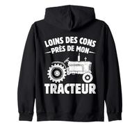 Loin des Cons Près De Mon Tracteur Humour Agriculteur Rétro Sweat à Capuche