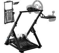 Lointain Support de Volant Sim Racing Pliable, Acier 1,4 mm, Réglable, Noir | Wheel Stand Pliable avec Pédalier Réglable, Levier de Vitesse, Hauteur 65-80 cm, Compatible Logitech, Thrustmaster et MOZA