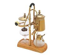 LOIRIIC Machine à café siphon, cafetière à piston rétro, 400 ml, pour usage domestique, avec socle en bois assorti