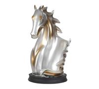 LOIRIIC Porte-bouteille de vin, 17 x 30 cm, support d'affichage multifonction, organisateur de rangement de vin, rangement décoratif, sculpture de cheval, décoration de cheval, cadeau (argent + doré)
