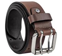 Lois - Ceinture Homme Vintage en Cuir Réglable - Grande Taille - Boucle Métal, Marron