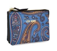 Lois - Portefeuille pour Femme avec Fermeture éclair sécurisée, Style Compact, Petit Portefeuille en Cuir véritable imprimé de Haute qualité, Design sophistiqué, Bleu