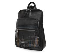 LOIS Sac à dos femme GALATEA en cuir éco brodé noir - élégant, multipoches, chic casual