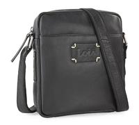 Lois - Sacoche Homme Bandouliere. Pochette Homme en cuir véritable élégante et compacte pour usage quotidien affaires loisirs style urbain, Noir