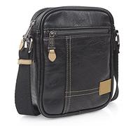 Lois - Sacoche Homme Bandouliere. Pochette Homme en cuir véritable élégante et compacte pour usage quotidien affaires loisirs style urbain, Noir