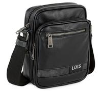 Lois - Sacoche Homme Bandouliere. Pochette Homme en cuir véritable élégante et compacte pour usage quotidien affaires loisirs style urbain, Noir