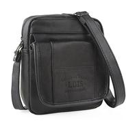 Lois - Sacoche Homme Bandouliere. Pochette Homme en cuir véritable élégante et compacte pour usage quotidien affaires loisirs style urbain, Noir