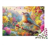 L'oiseau Chante avec des Notes Musicales Puzzle De 1000 Pièces Colorful Birds Carton Recyclé, Jeu De Jeu d'esprit 52x38cm/1000pcs