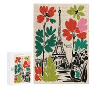 Loisir Créatif en Intérieur : Bonjour Paris Floral Eiffel Tower Art, 300 PCS, Jeu D’Assemblage en Bois, pour Se Détendre À La Maison sans Écran
