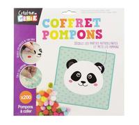Loisir créatif - Panda - Coffret pompons - 200 pompons multicolores - Activité pour enfants - À partir de 3 ans