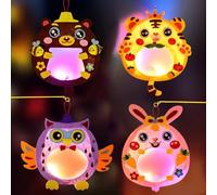 Loisirs Créatifs d'automne et d'hiver pour Enfants,4 Pièces Lanterne à Bricoler Soi-même,Kits Bricolage Automne Animal Créations,pour Enfant Fêtes Activite Groupe Déco Suspendu