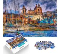 Loisirs en Famille Peinture à l'huile de Villes de Malte Puzzle 1000 pièces pour Adolescents 38x52cm Collection d'artistes, Beaux-Arts pour Les Personnes de 14 Ans et Plus