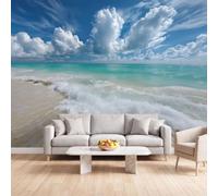 Loisirs Paysage Vacances Papier Peint Photo Mural Plusieurs Mesures | Plage Sable Nuages Papier Peint Panoramique pour Salon Chambre D'Enfan 150 x 105 cm Décoration Intérieure