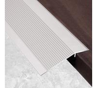 LoiYtrd Bande de Transition de Sol en Aluminium, Rampe de seuil de cannelure réductrice Extra Large de 4 Pouces, Barre de jonction de Sol stratifié for Porte(Silver,130cm/51 inch)