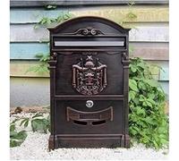 LoiYtrd Boîte à courrier électronique Vintage résistante aux intempéries - Boîte à courrier électronique en Aluminium moulé - Boîte à courrier Murale verrouillable et Robuste(Red Bronze)