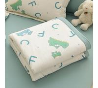 LoiYtrd Couvre-lit - Fines Rayures, Double Face & Patchwork(Little Dinosaur,100x150cm)