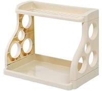 LoiYtrd Double étagère de Rangement en Plastique Multifonction, Support de Couche for Pot à épices de Cuisine, Salle de Bains, Nouvelle étagère Murale(Beige)