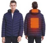 LoiYtrd Doudoune chauffante à Capuche for Homme, légère, Chaude et à température réglable, Rechargeable par USB(Blu,M)