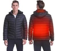 LoiYtrd Doudoune chauffante à Capuche for Homme, légère, Chaude et à température réglable, Rechargeable par USB(Black,M)