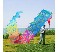 LoiYtrd Drapeau de Dragon de Danse de Paon Volant, Ruban de Danse de Fitness carré coloré, atmosphère Active de Spectacle de fête(Color,8 m (26 ft))
